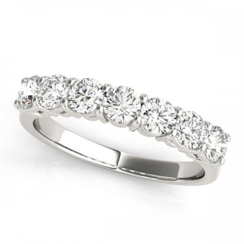 Round Cut Diamond Shared Prong Anniversary Ring