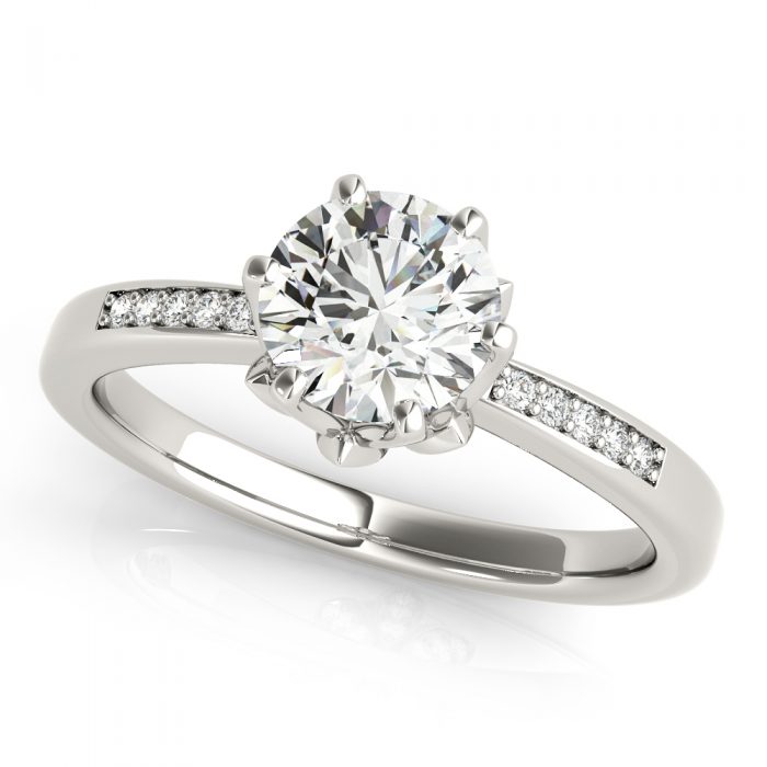 Er51142w Floral Six Prong Solitaire