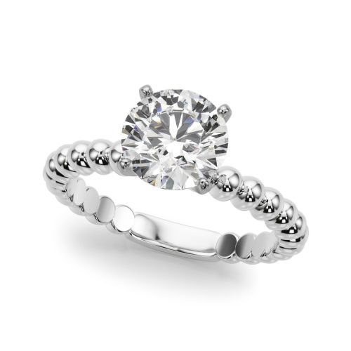 Round Diamond Beaded Engagement Ring